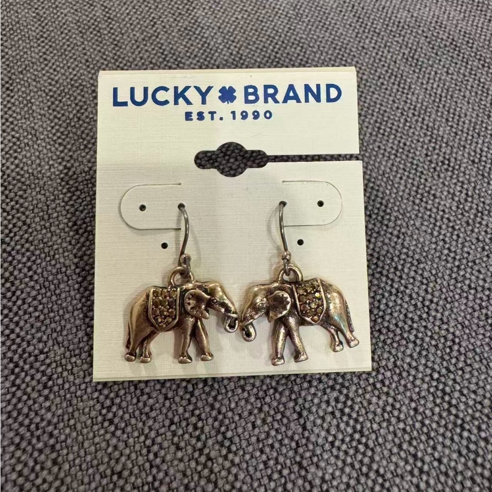 Lucky Brand Gold-Tone Elephant Earrings